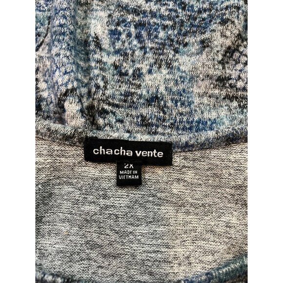 Cha Cha Vente Womens Blue & Gray Snake Print Tunic Top Size 2X - Picture 6 of 8